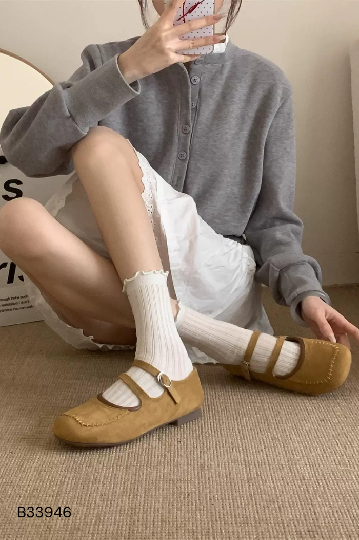 Giày bệt nâu da lộn