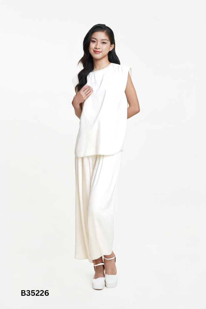 Set Áo lụa be trơn + quần dài
