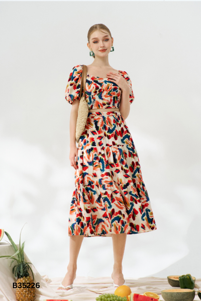 Chân váy ADORE DRESS be họa tiết màu sắc