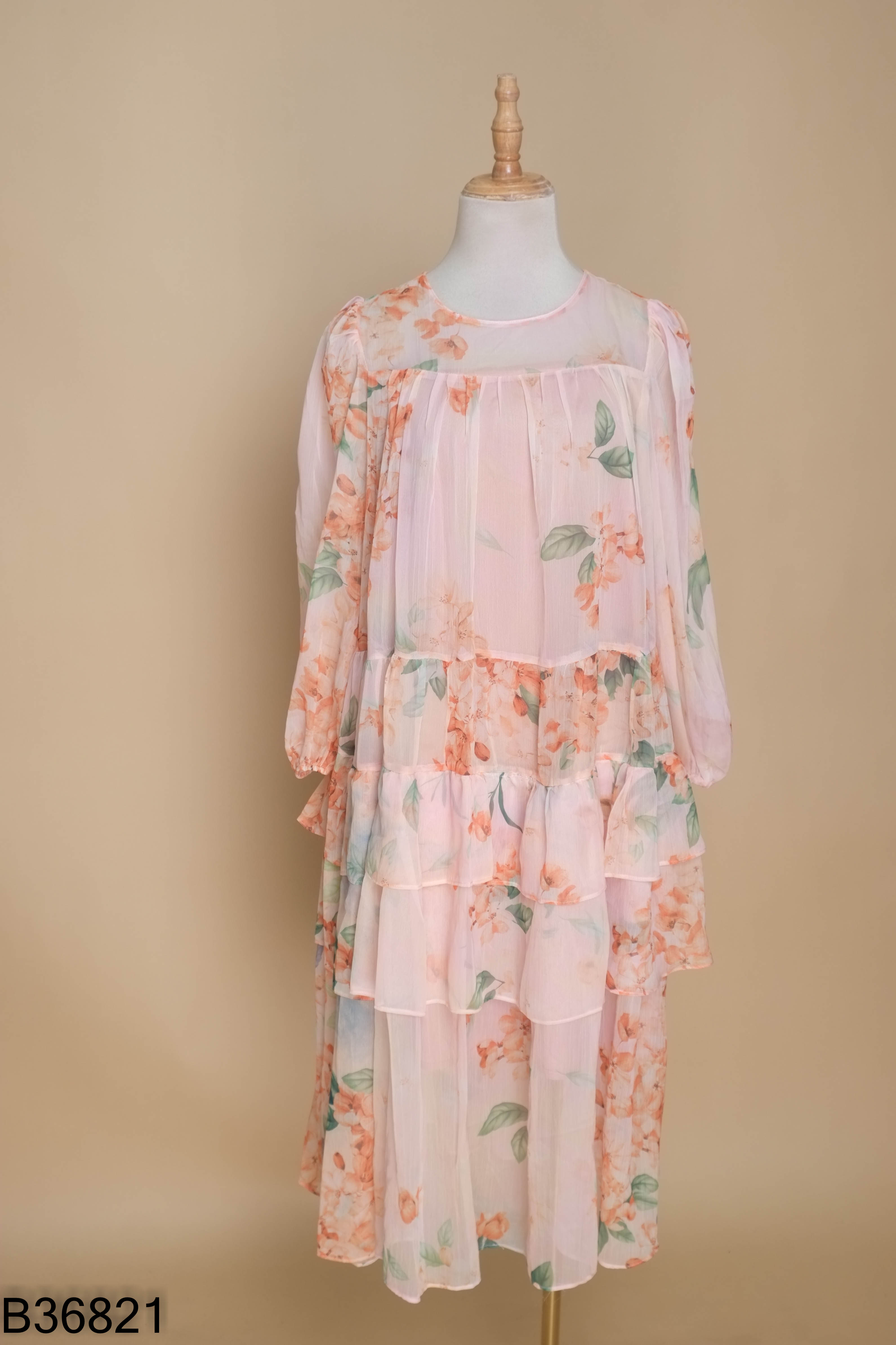 Váy MIU STORE hồng hoa cam