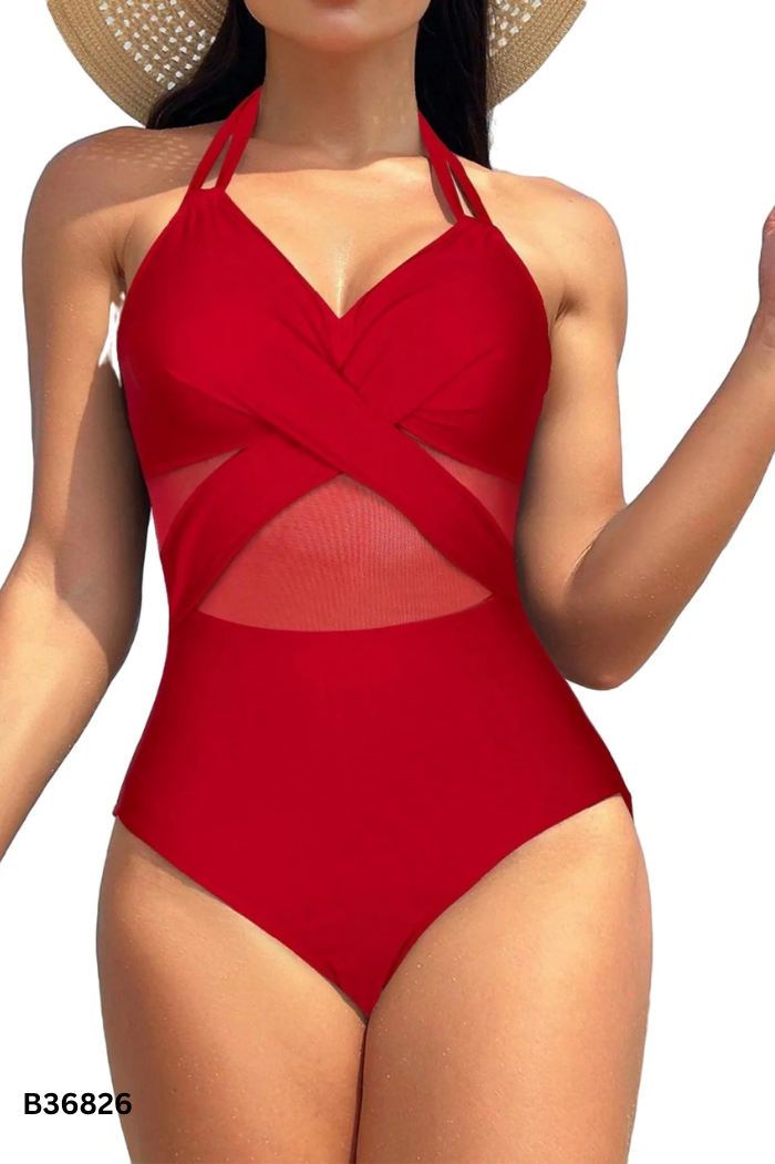 NEWTAG Bikini LOVITO đỏ phối lưới