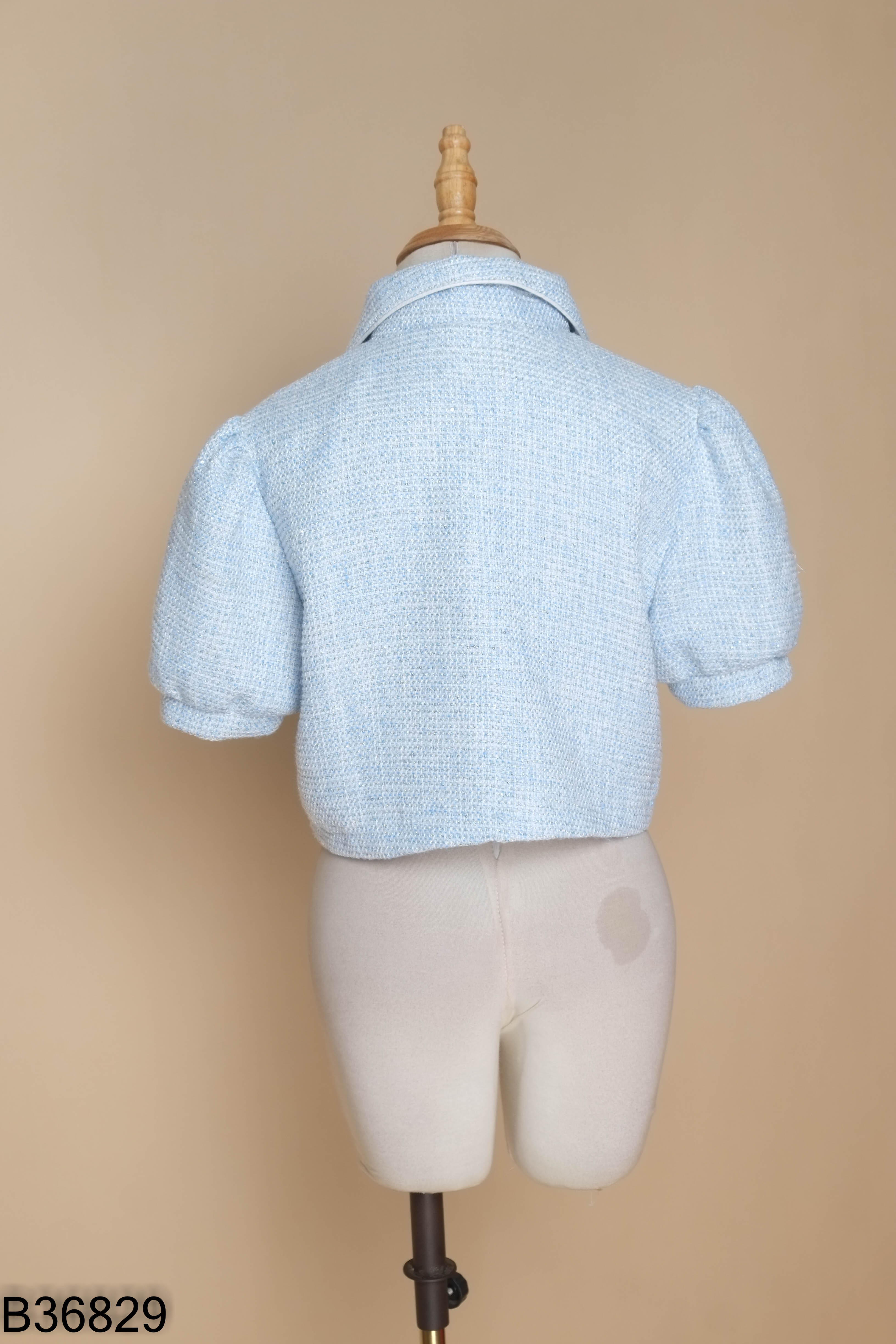 Áo dạ tweed xanh ánh nhũ