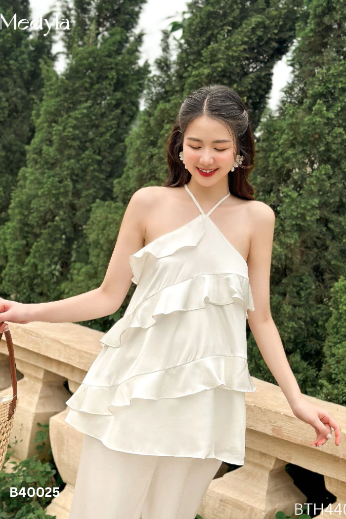SET MEDYLA Áo trắng lụa + quần dài