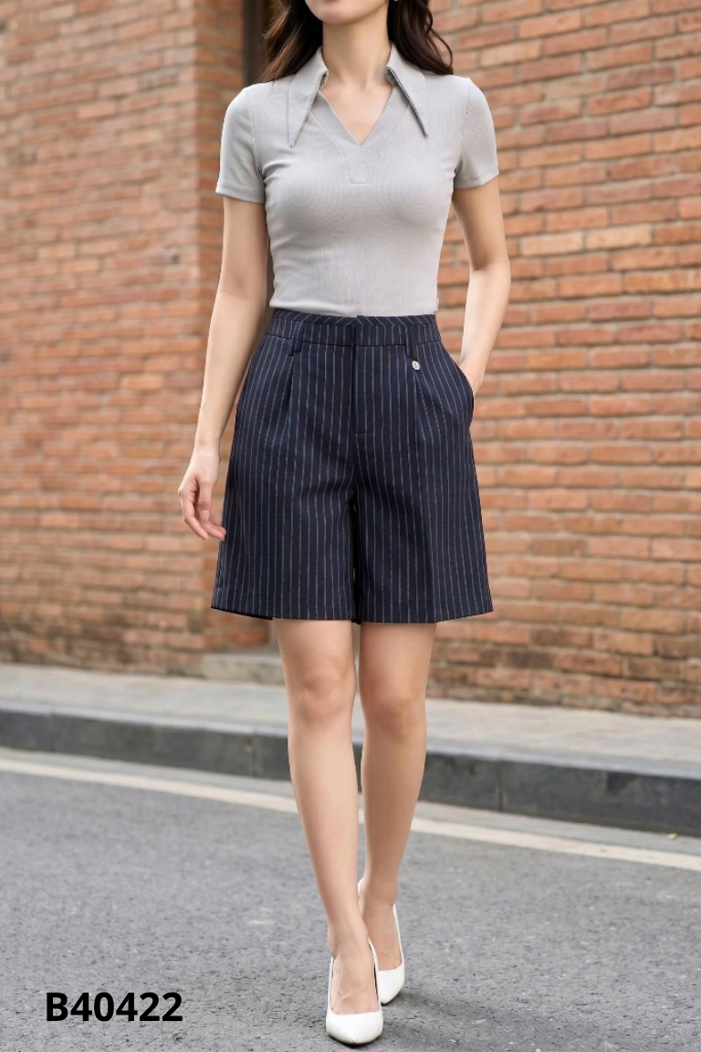 Quần shorts lửng CCHAT đen sọc