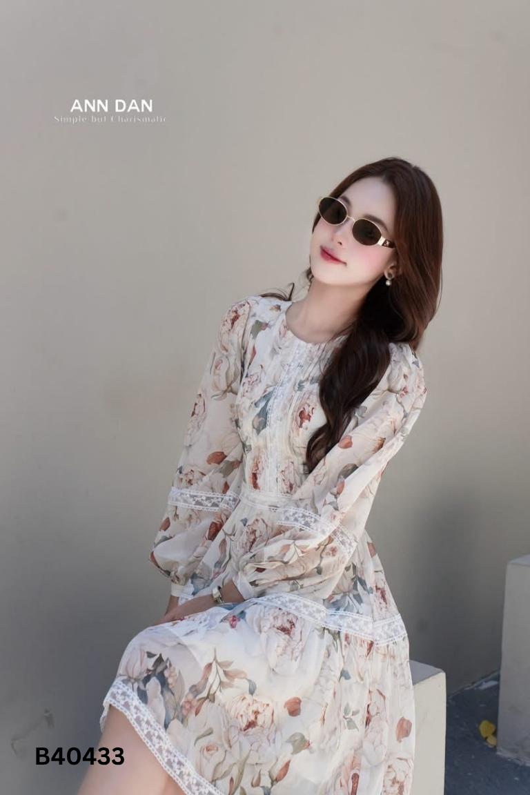 Váy be ANN DAN hoa viền ren