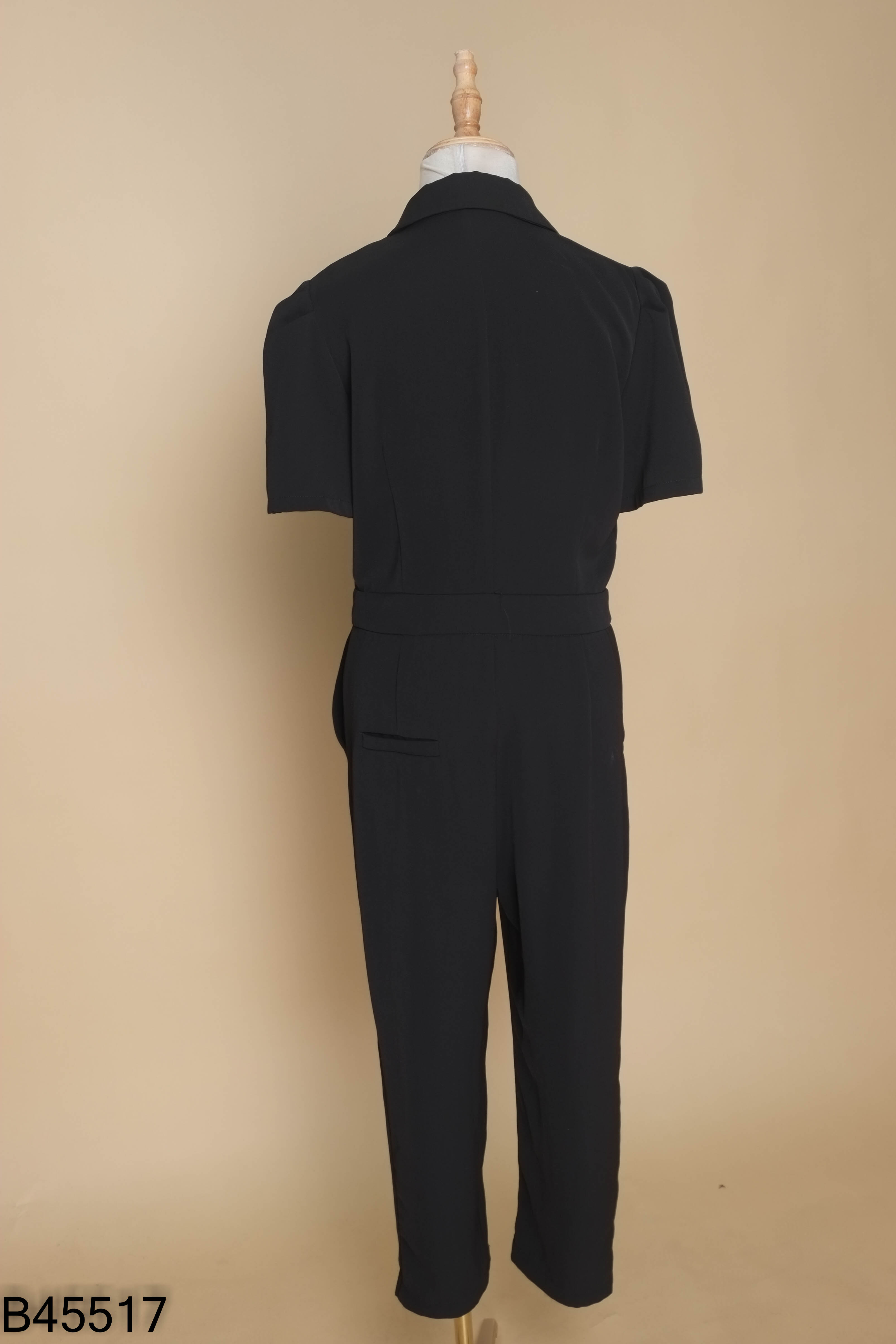 Jumpsuits cổ vest đen chun eo