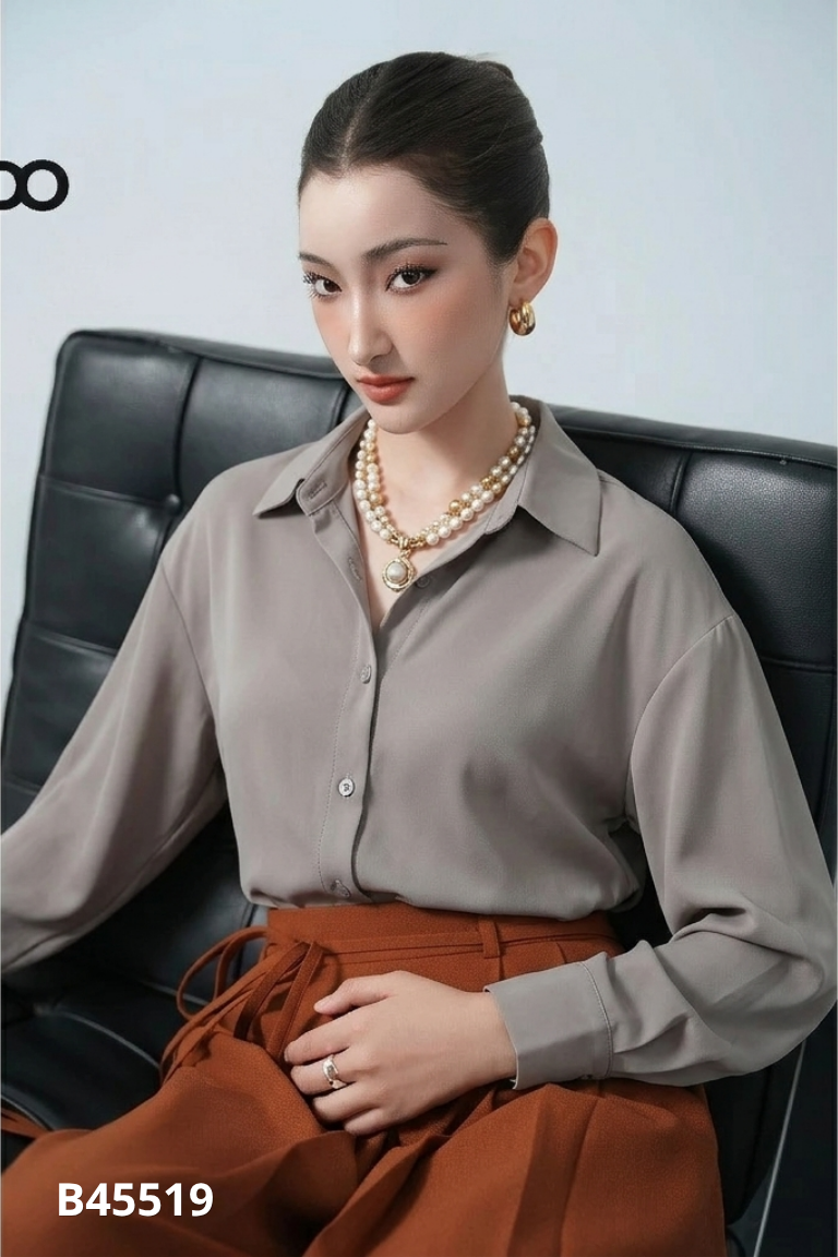 Áo sơ mi lụa ghi VOGUE