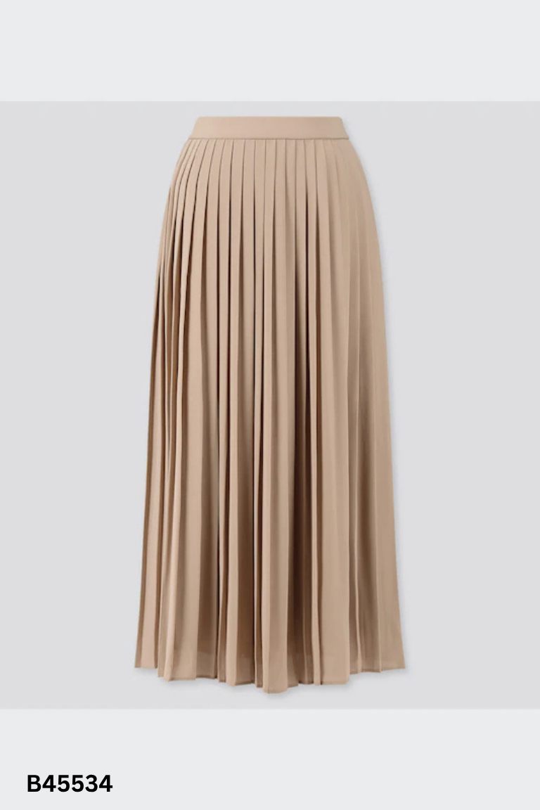Chân váy UNIQLO nâu xếp ly