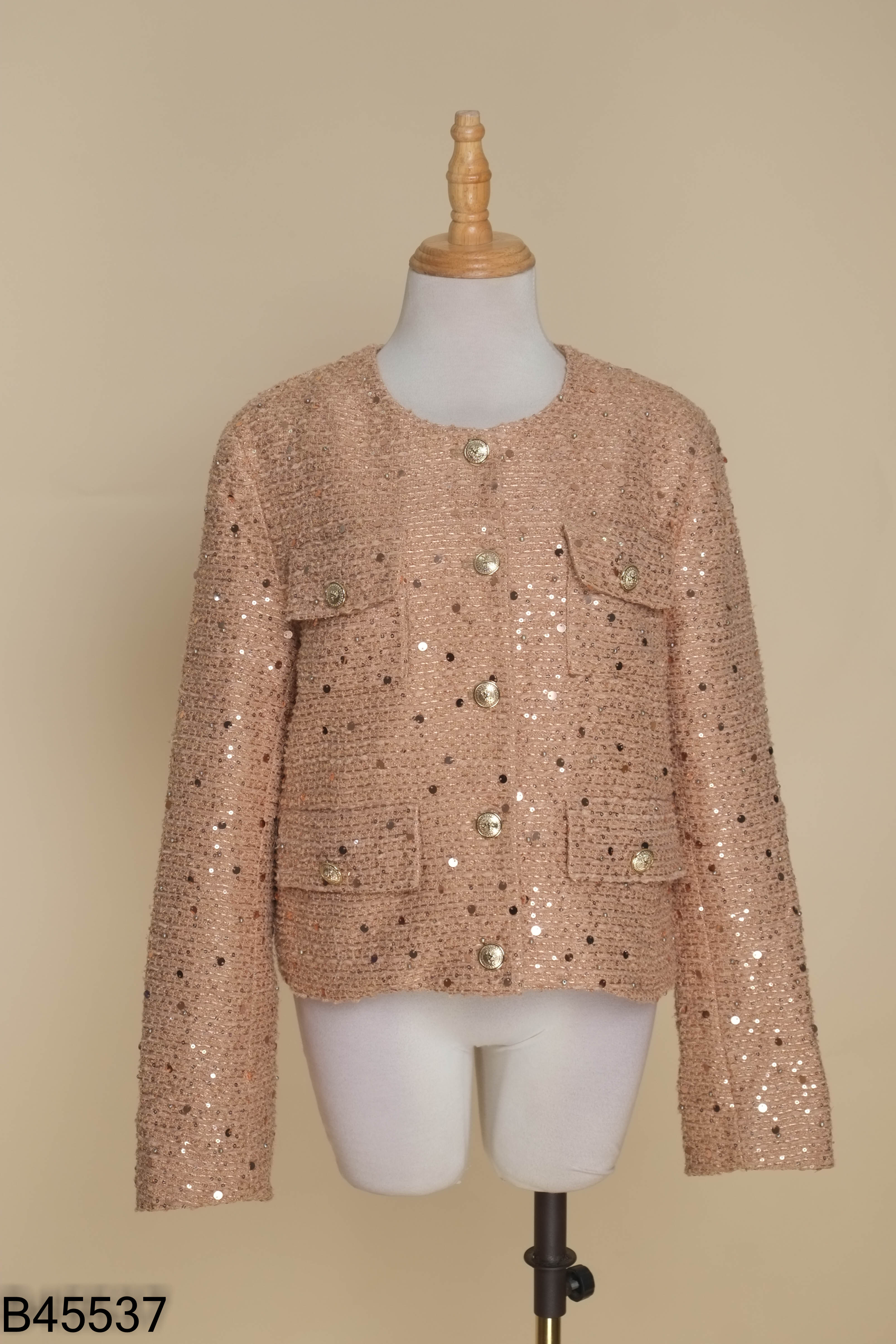 Áo dạ tweed vàng SUMMER STU đính hạt