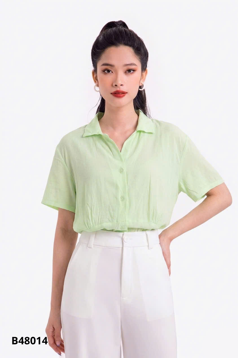 Áo sơ mi xanh EDC ngắn tay