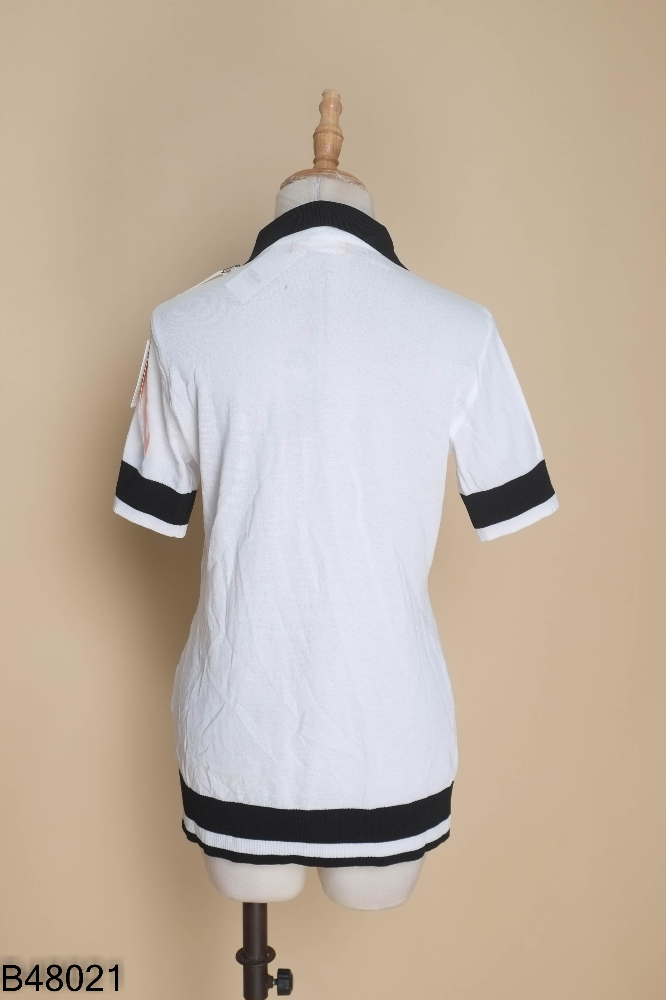 Áo polo LOUIS CASTEL trắng cổ đen