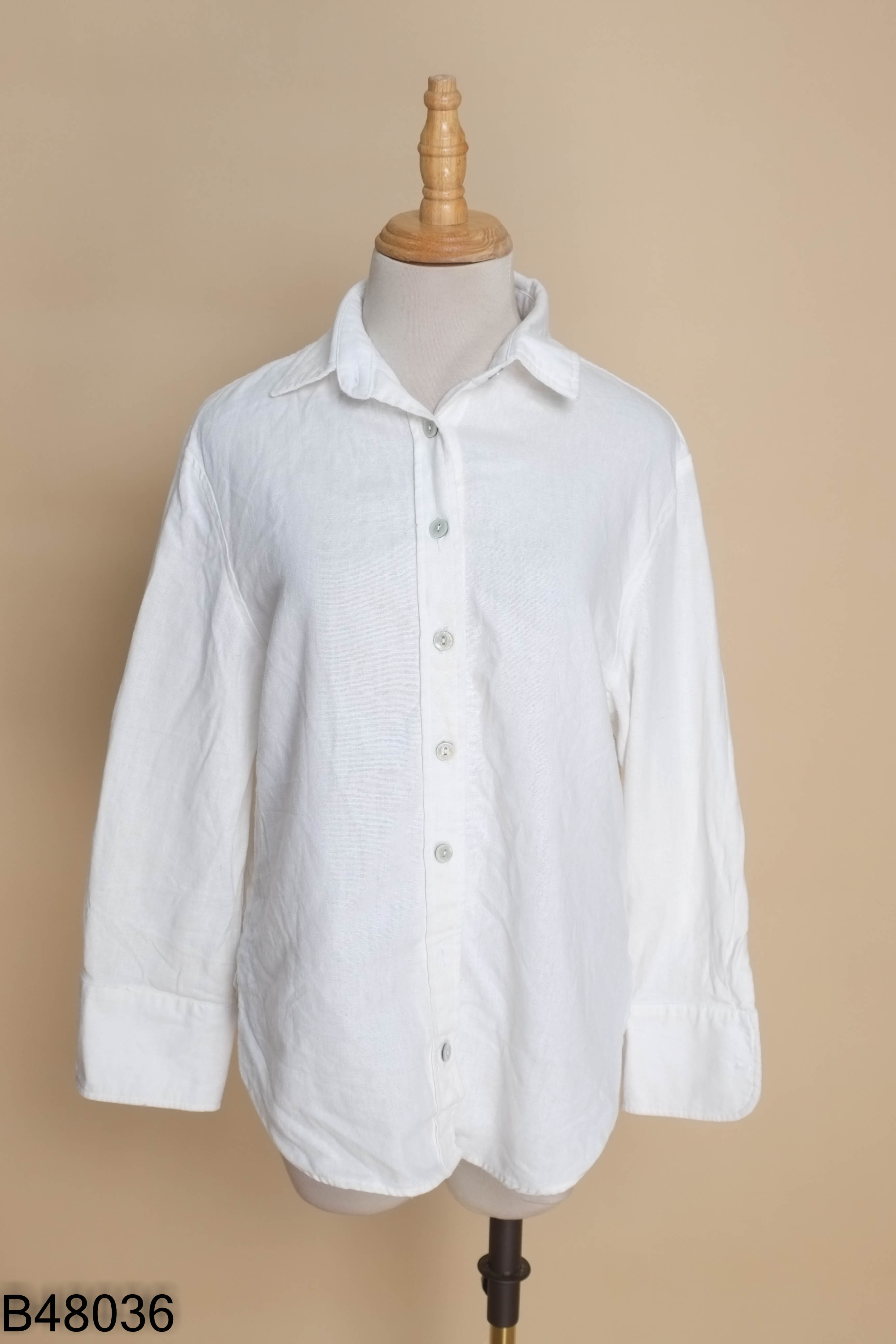 Áo sơ mi linen ZARA trắng (xuất)