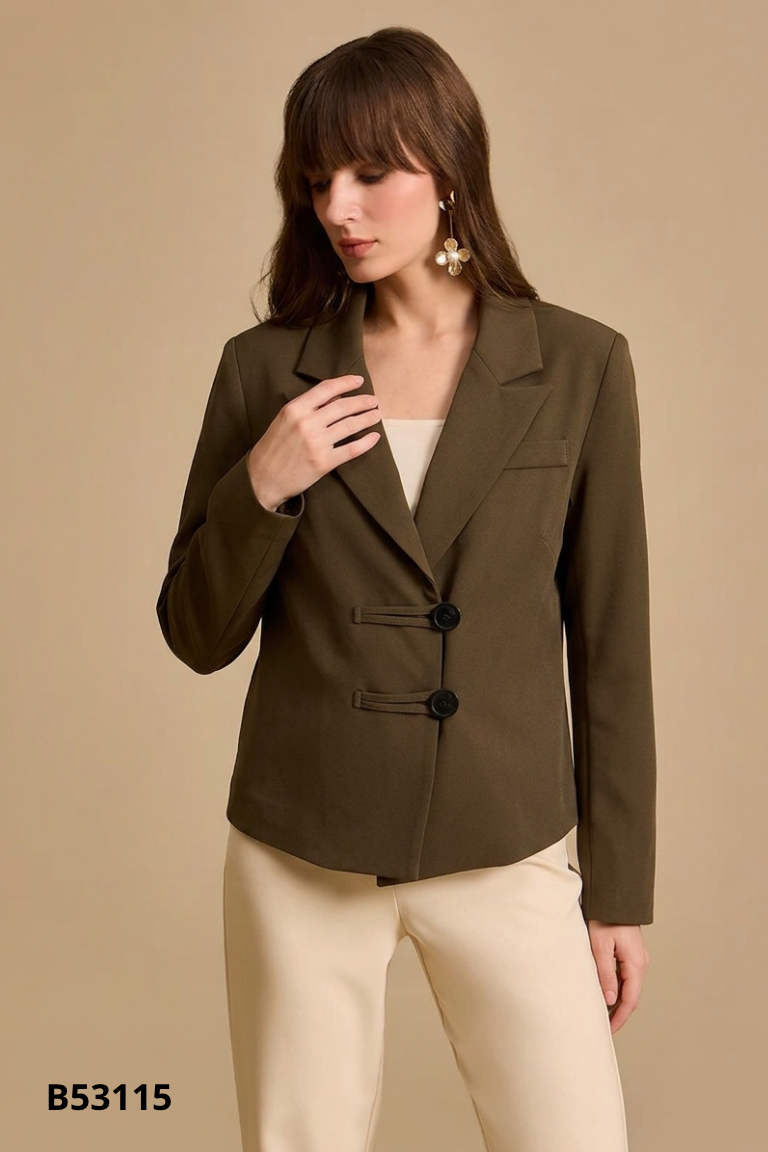 Áo khoác nâu cổ vest
