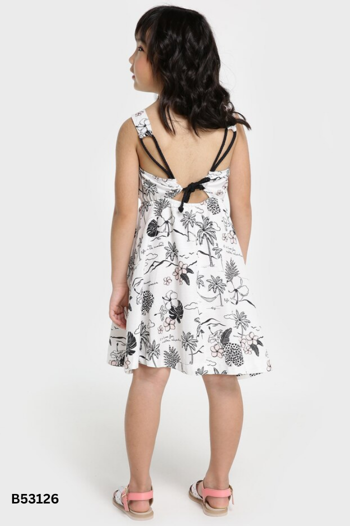 Váy linen be họa tiết đen KIDS
