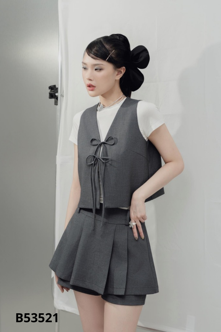 NEWTAG Áo xám KUCHIMACHIC buộc nơ