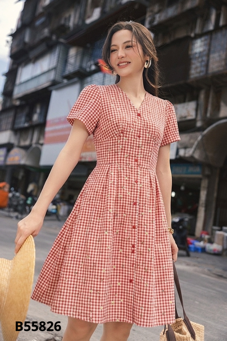 Váy VSHIRT đỏ kẻ caro