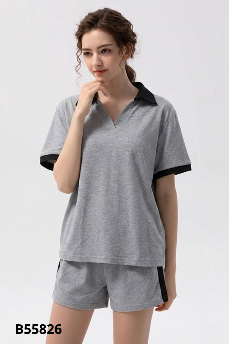 Set áo polo CHISO xám + quần short