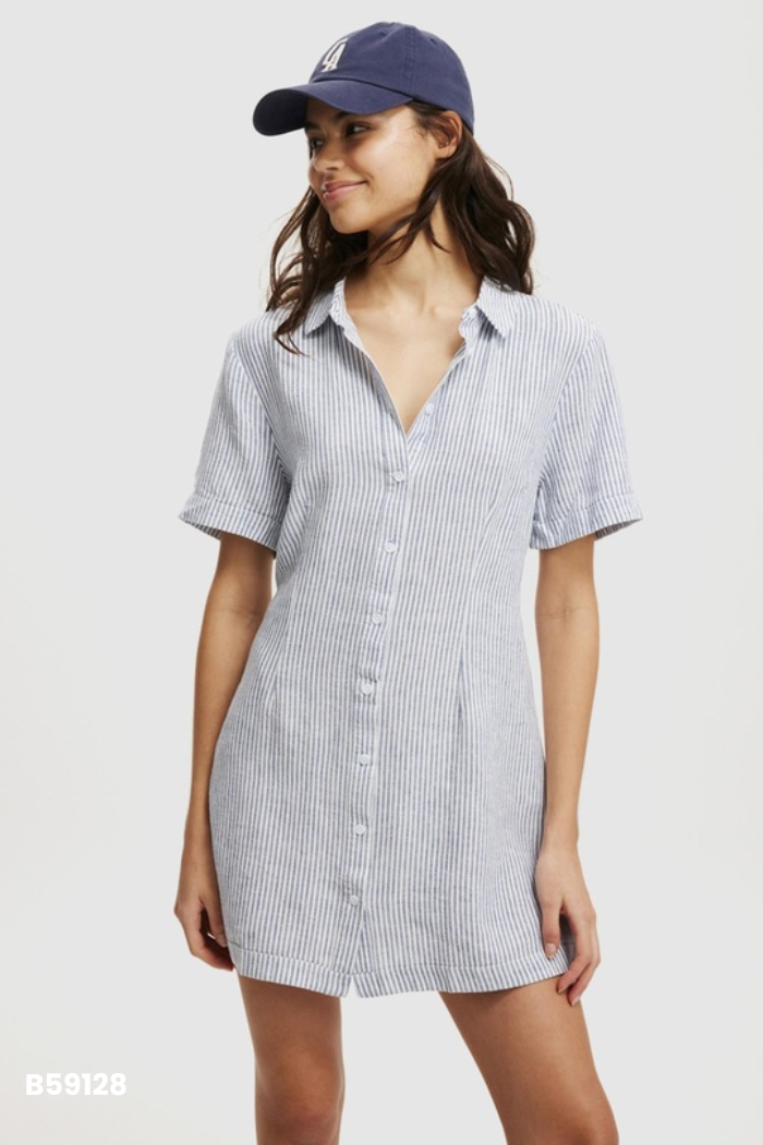 Váy sơ mi COTTON ON xanh sọc