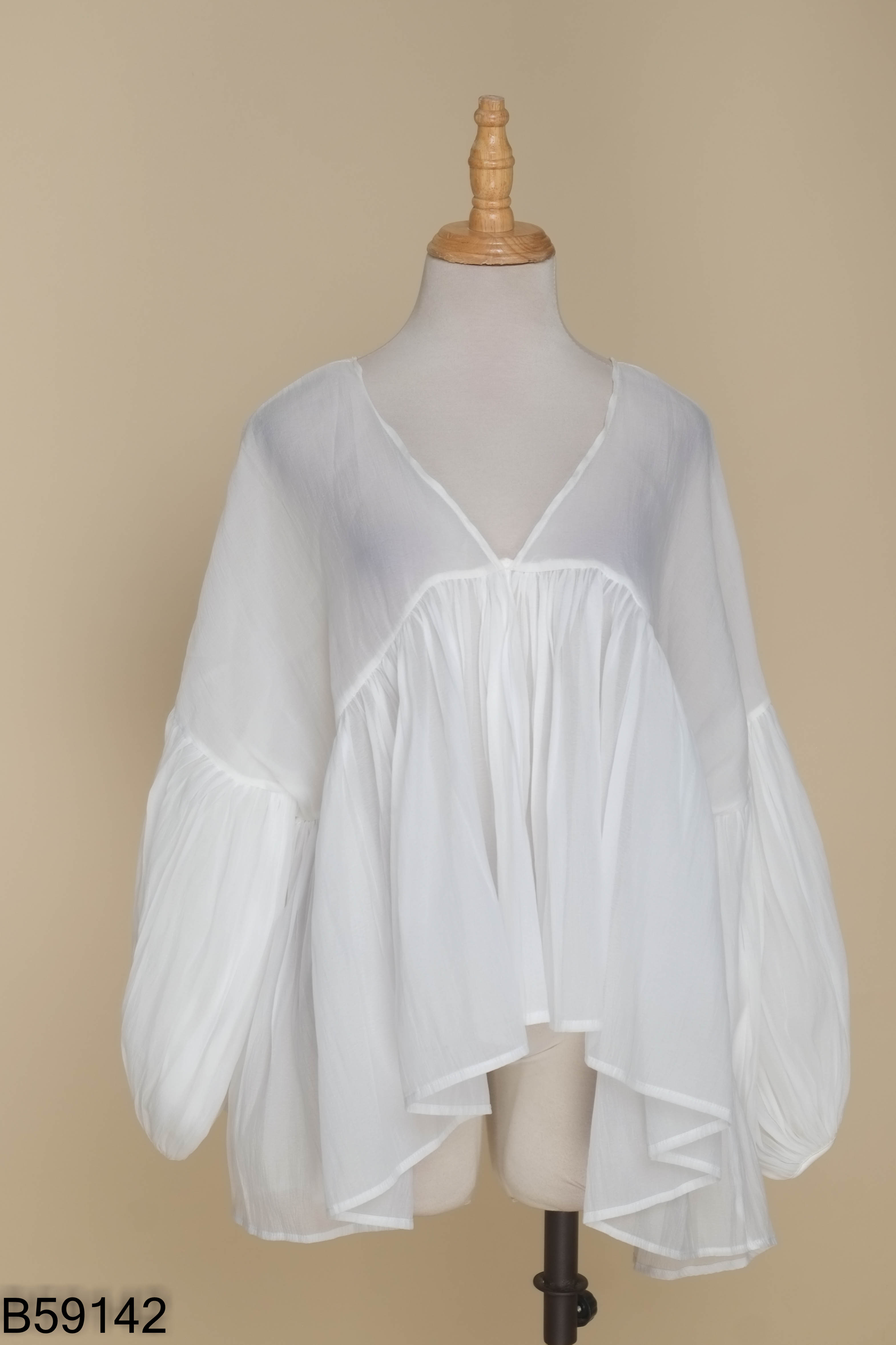 Áo babydoll trắng voan mỏng