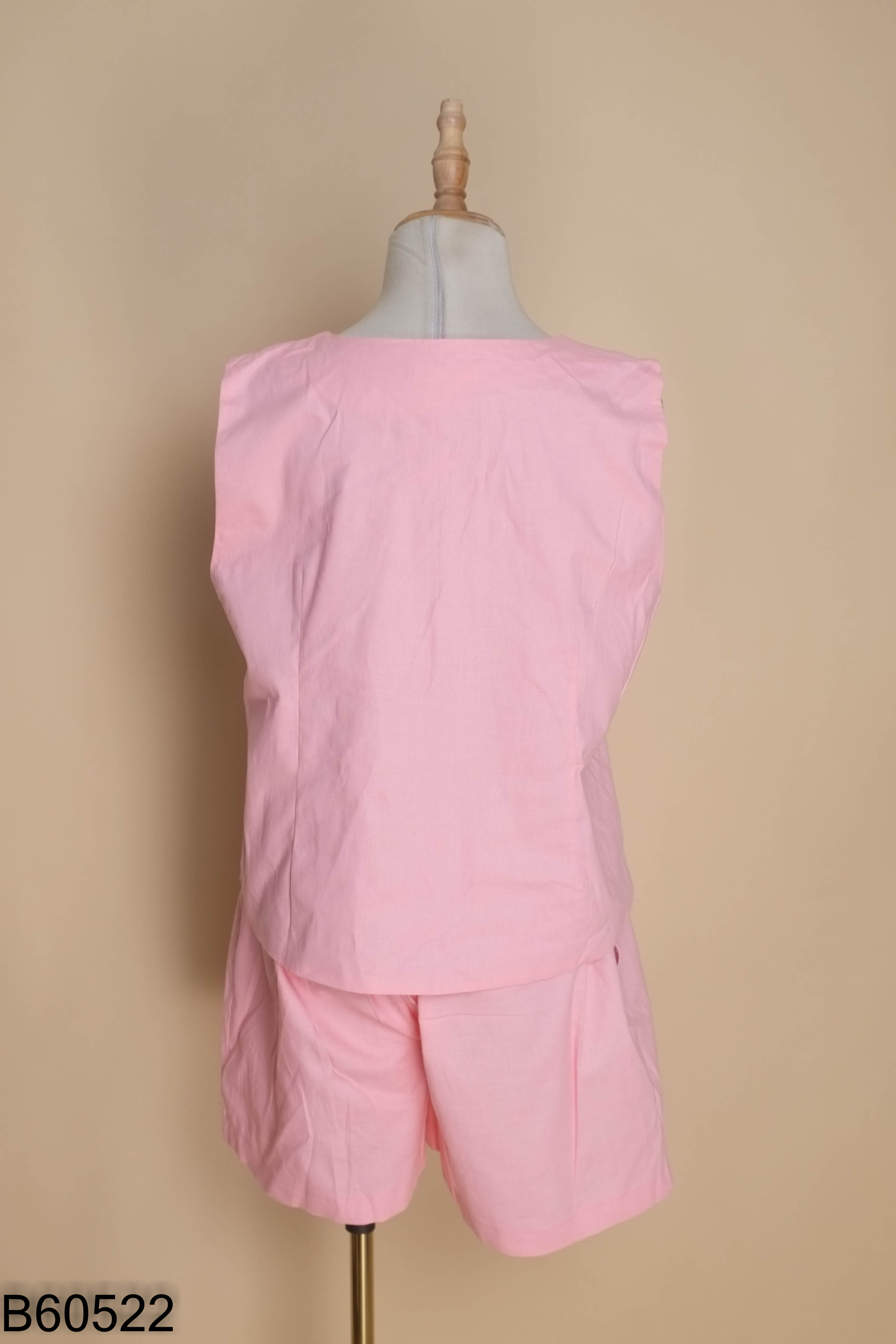Set Áo linen gile hồng + quần shorst