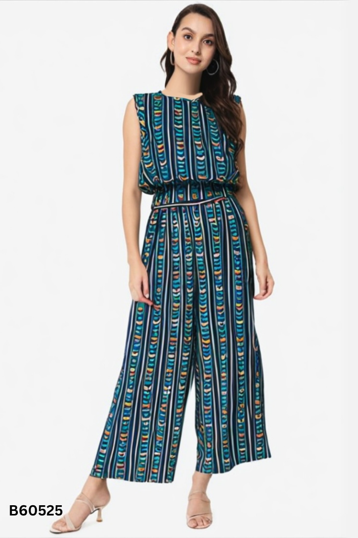 Set Áo xanh than họa tiết + quần dài