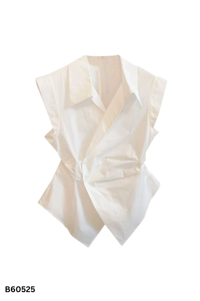 NEWTAG Áo sát nách trắng cổ vest