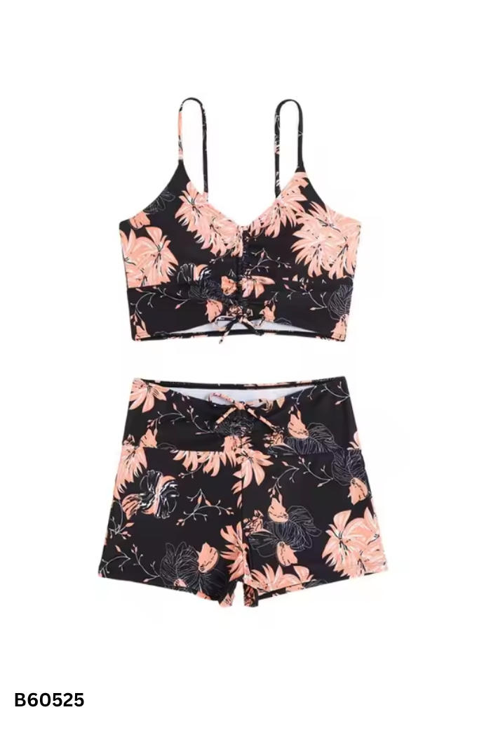 Set Bikini đen họa tiết cam