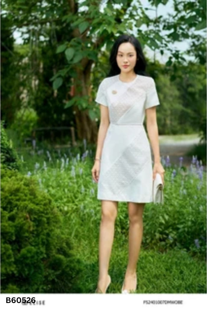 Váy trắng ELISE phối ren