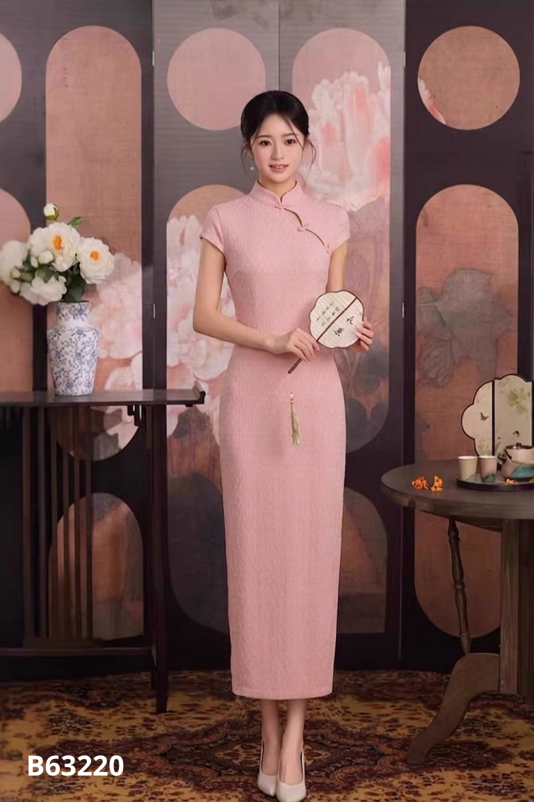 Váy thun tăm hồng phấn