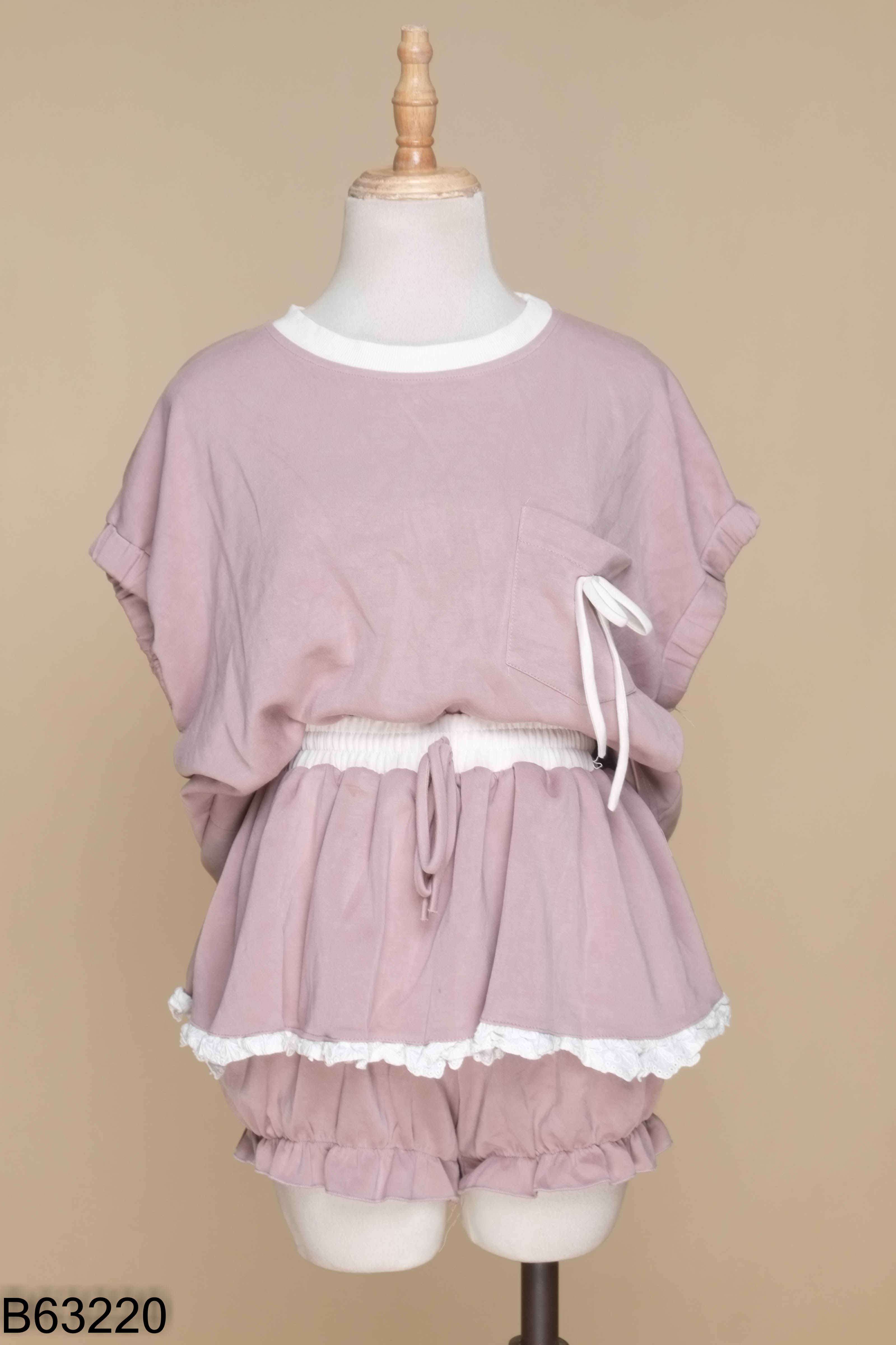 Set áo + quần mix thô thêu tím