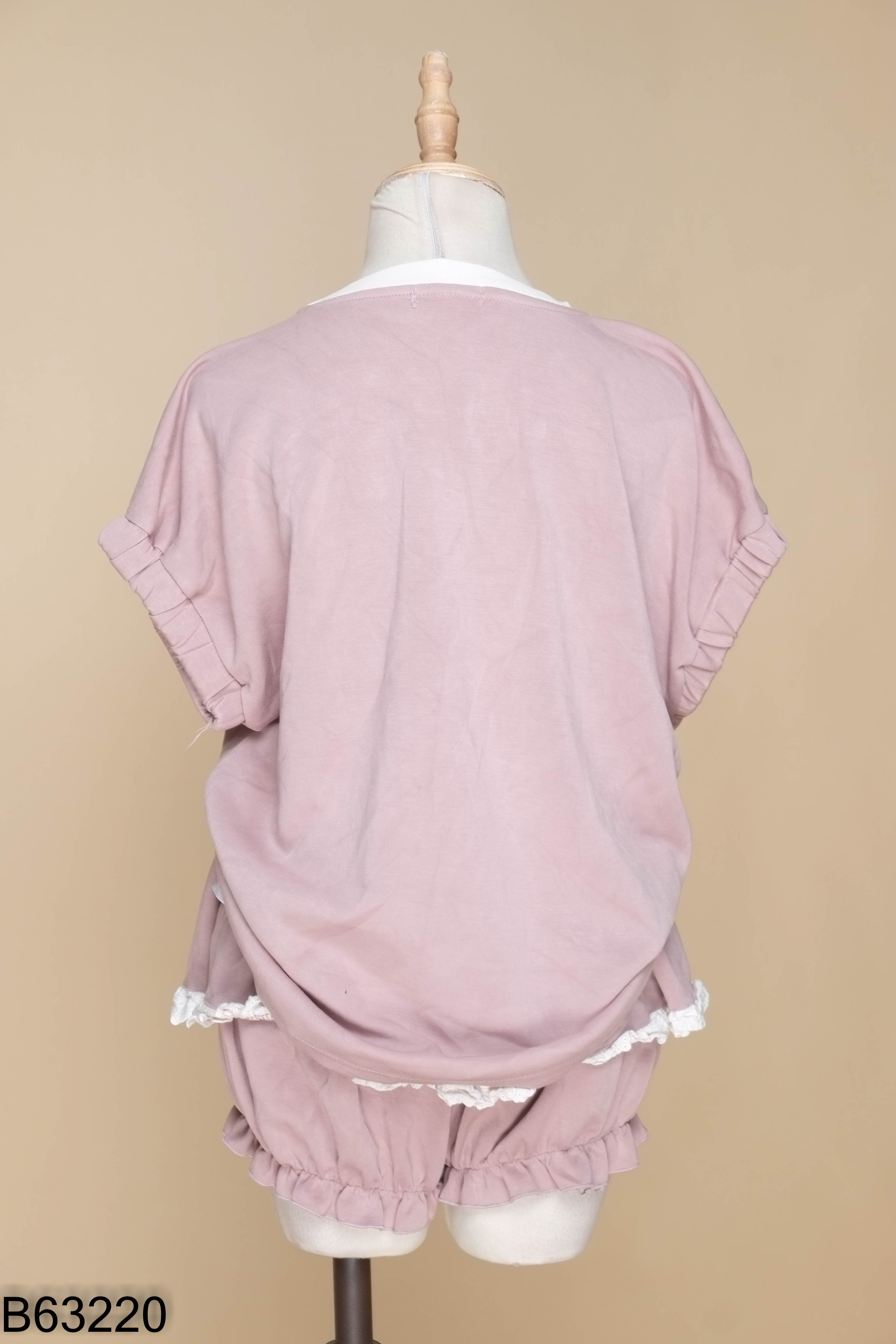 Set áo + quần mix thô thêu tím