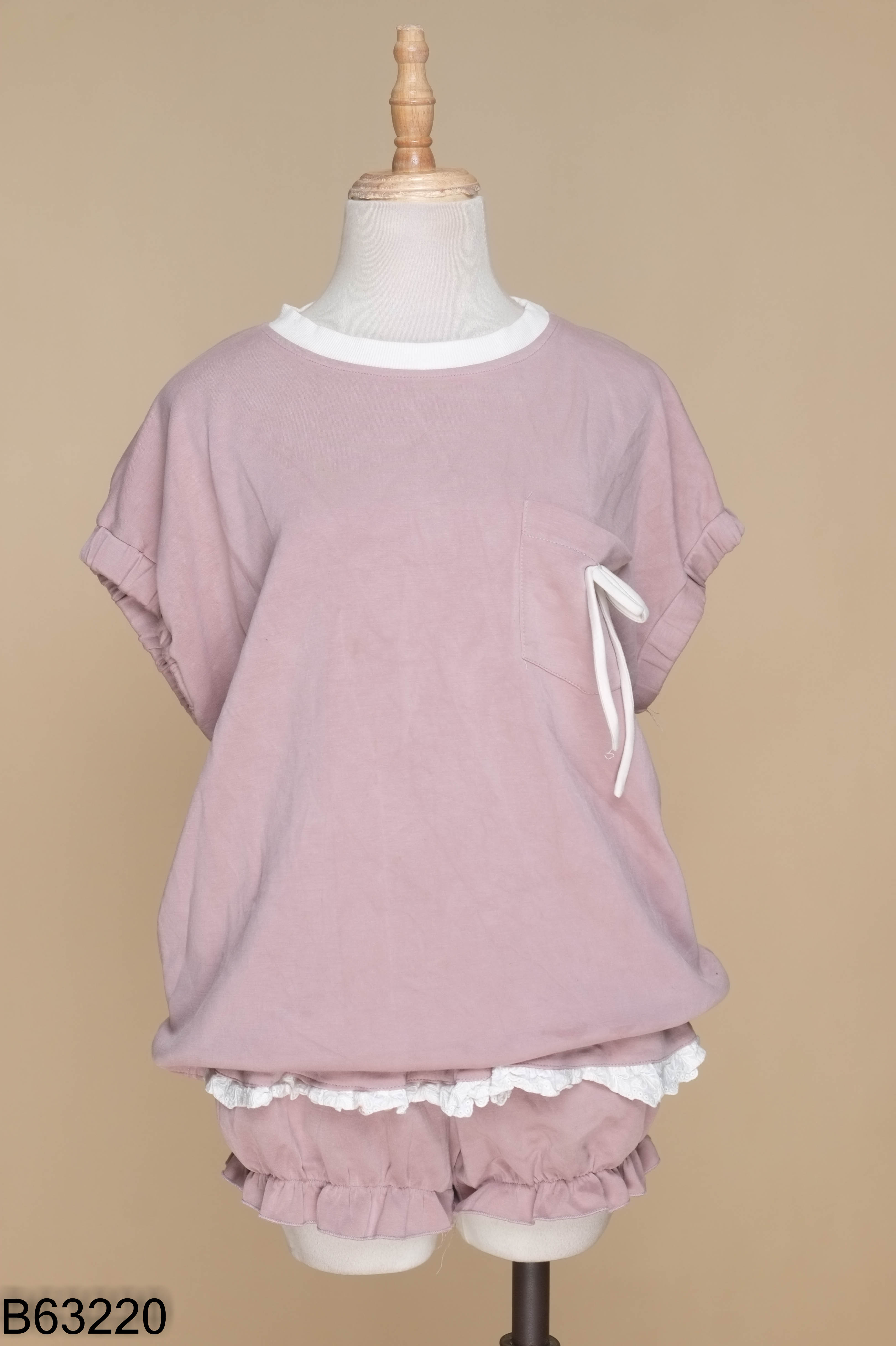 Set áo + quần mix thô thêu tím