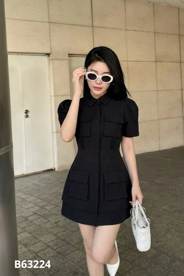 Set Áo đen phối túi + chân váy