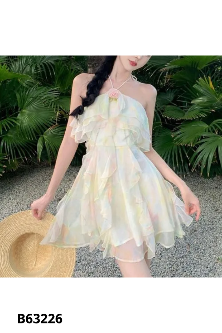 NEWTAG Váy kem loang phối kiểu