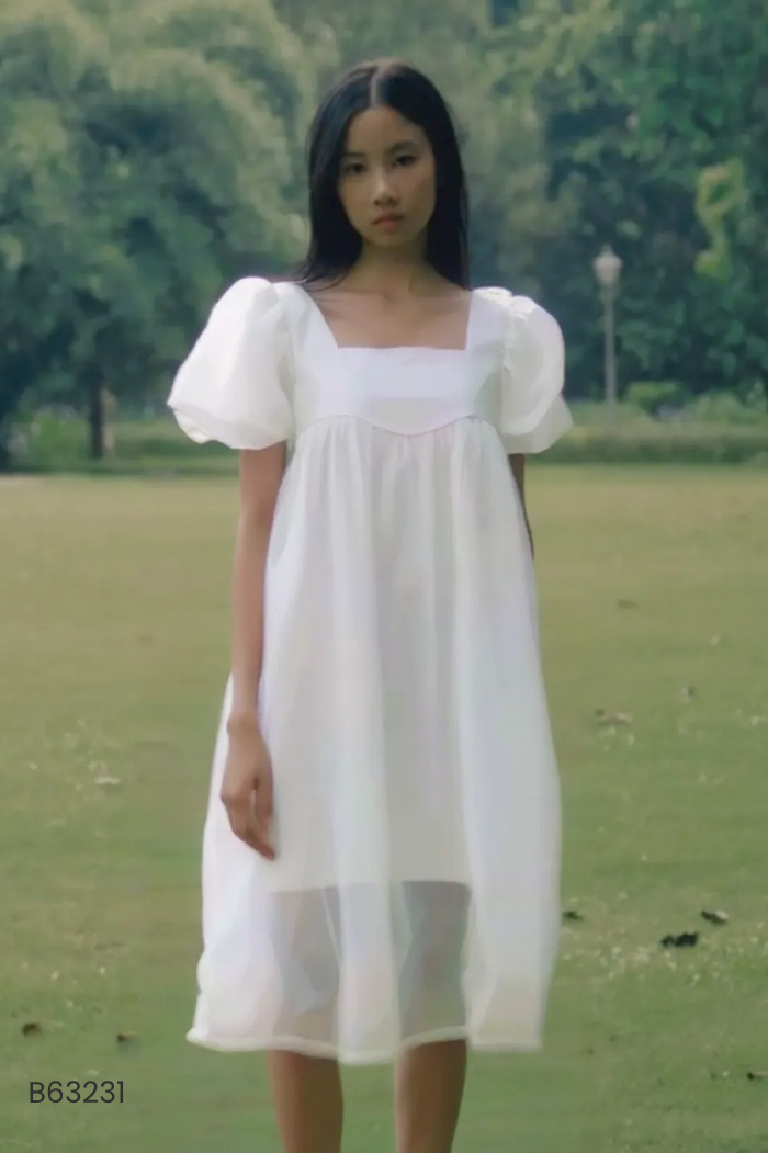 Váy babydoll voan trắng
