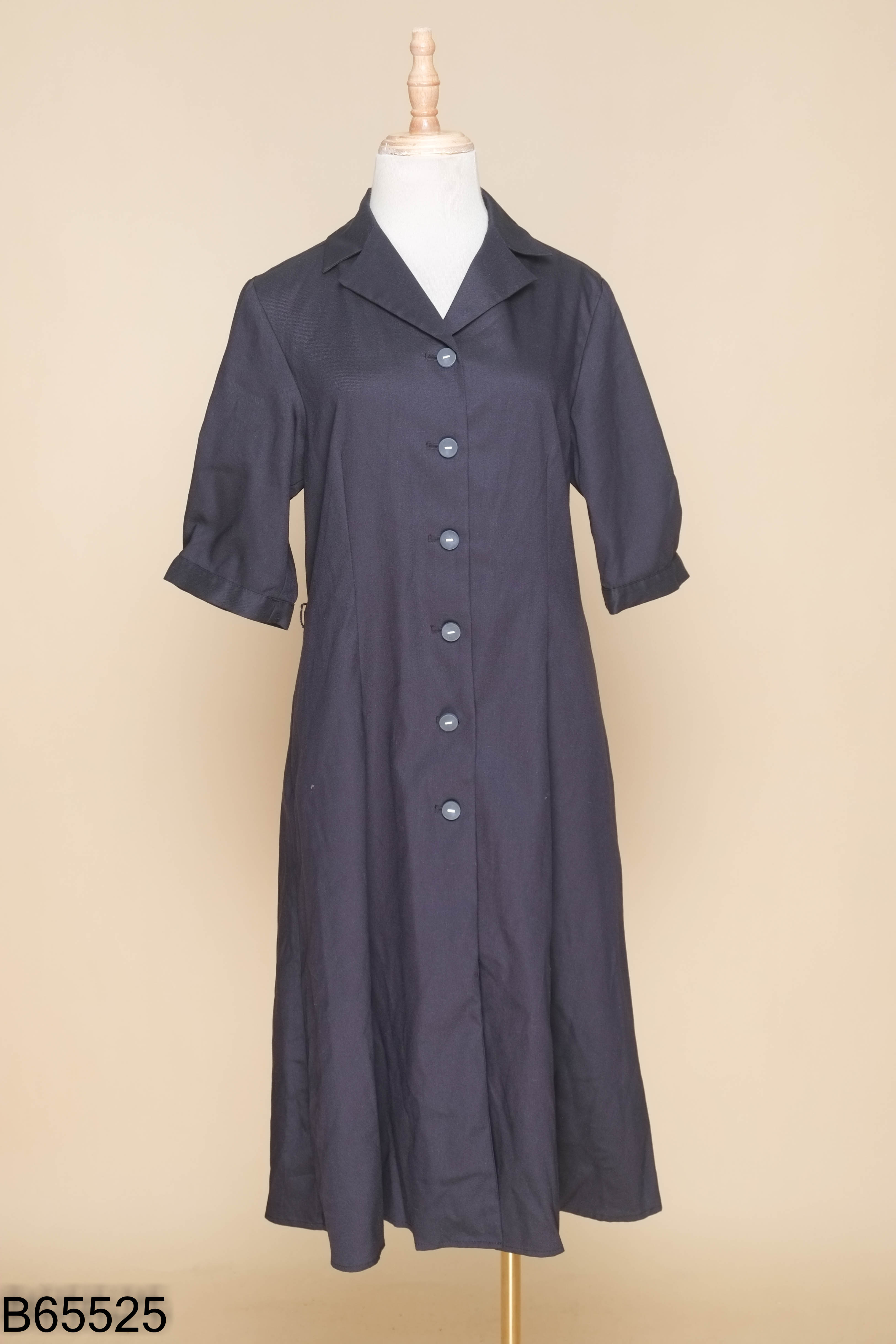 Váy xanh than cổ vest