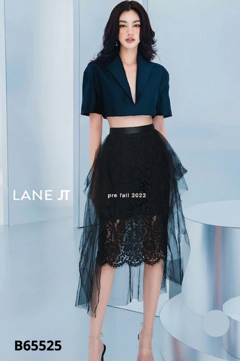 B6552510157-Chân váy LANE JT ren đen