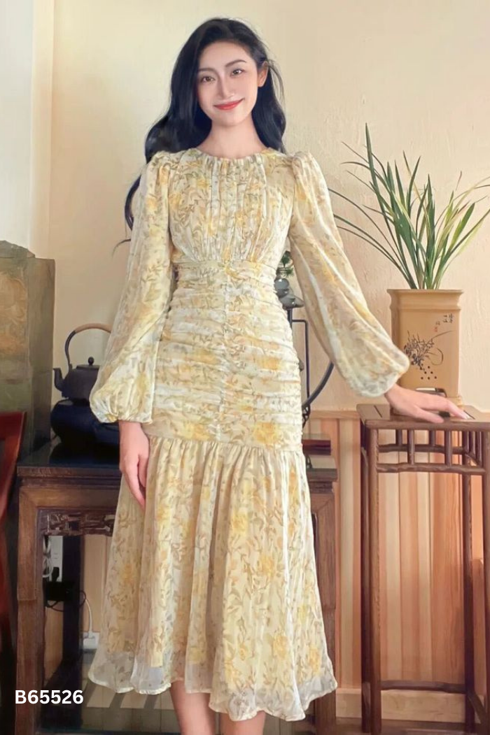 Váy voan RUBY HOUSE vàng hoa