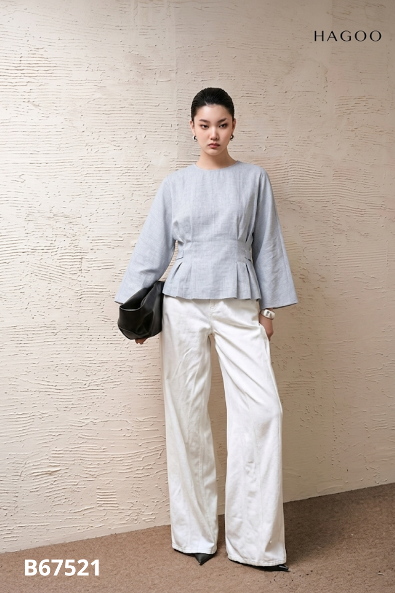 Áo ghi cổ tròn tay lửng