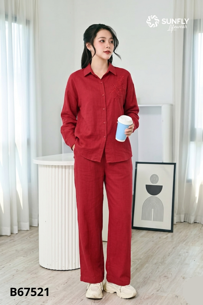 Set đỏ thêu hình+quần dài