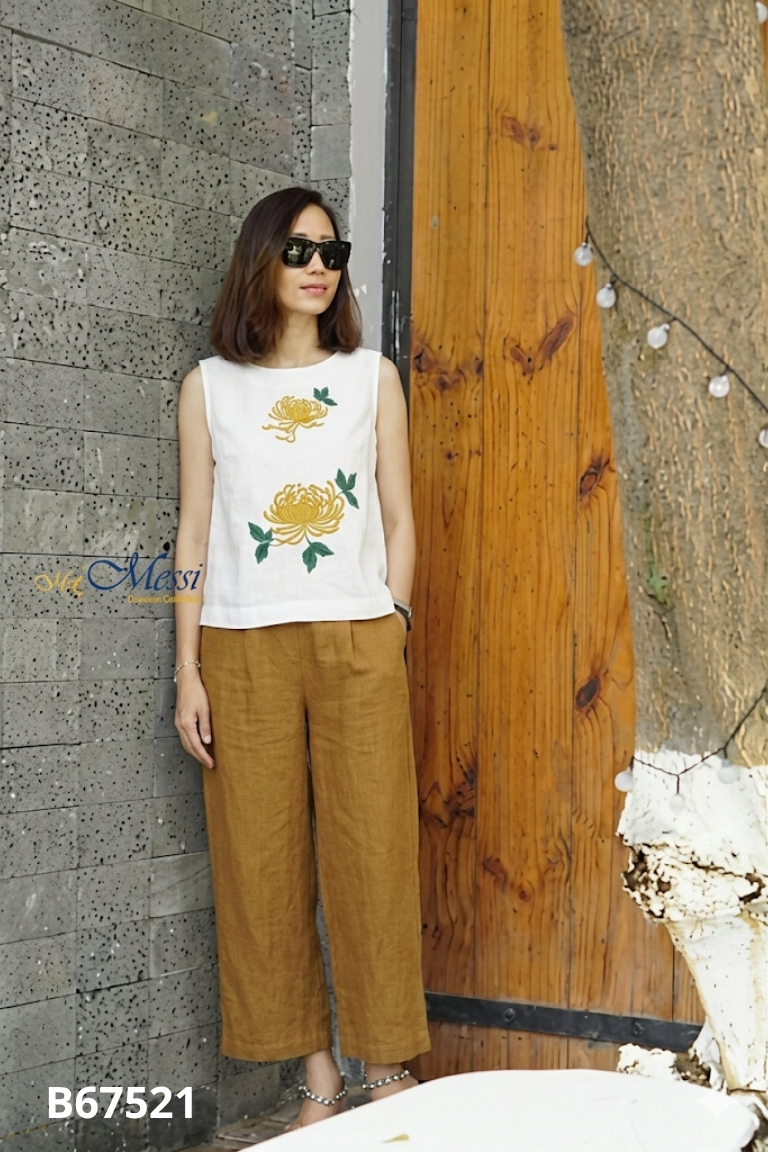 Set áo trắng thêu HY CLOTHINGS+quần