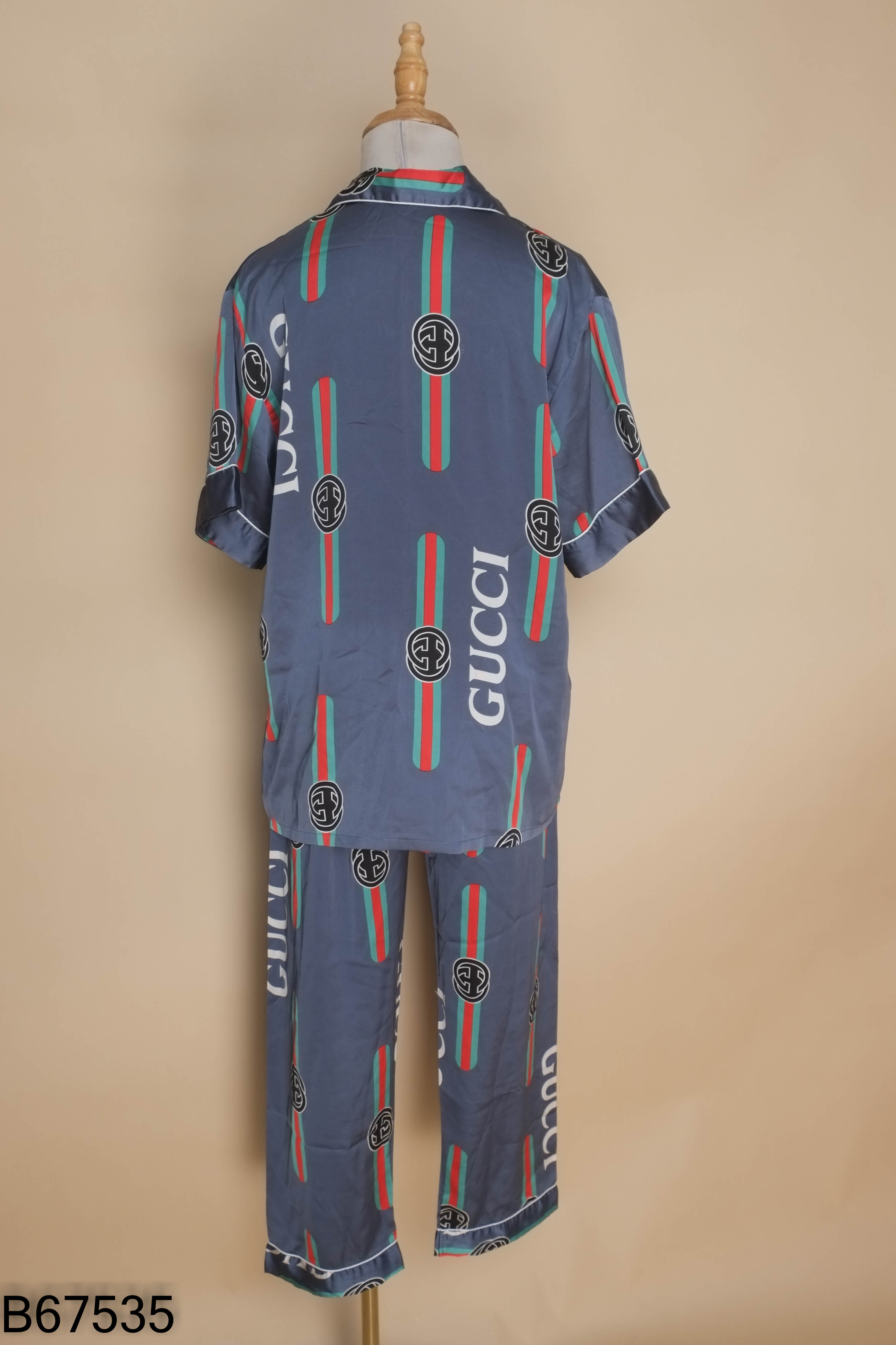 Set ngủ xanh họa tiết+quần