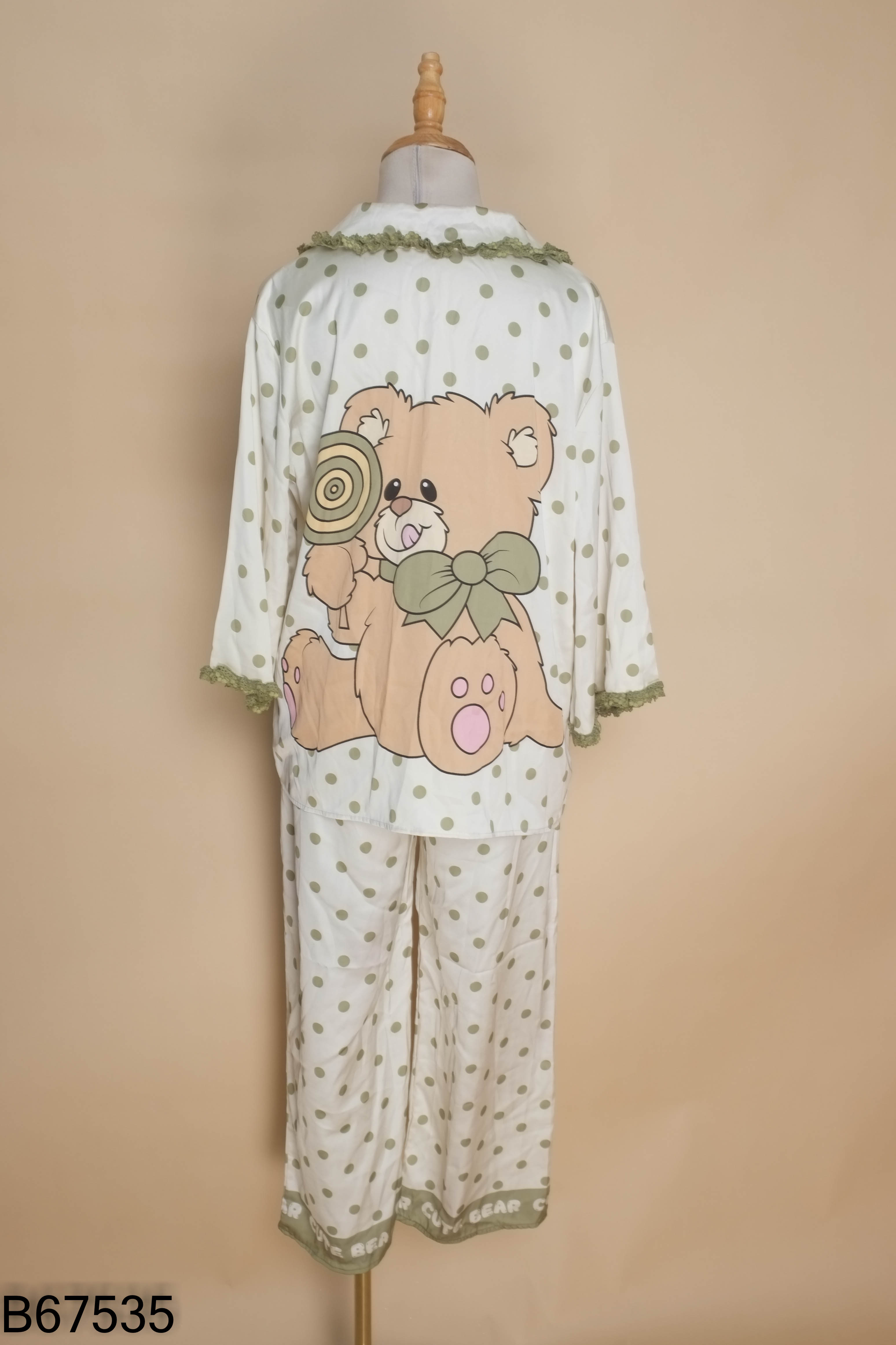 Set ngủ xanh hình chấm bi+quần