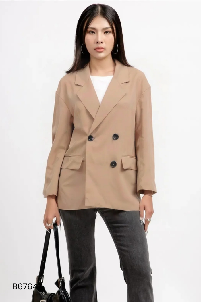 Áo blazer nâu trơn