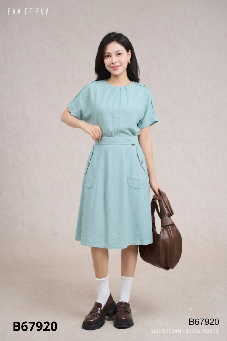 Set áo + chân váy EVA DE EVA xanh min