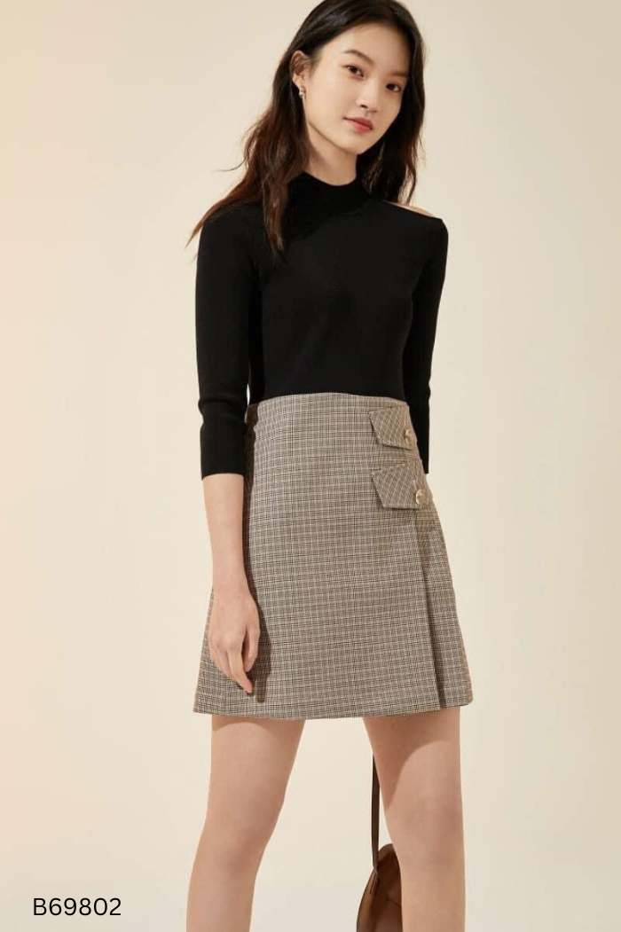Váy VERO MODA len đen phối kẻ