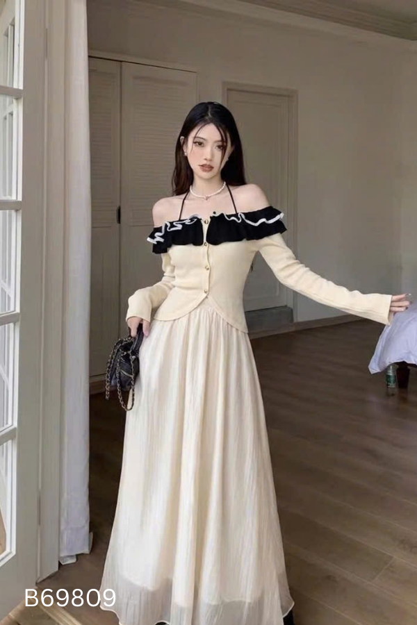Áo len be phối đen