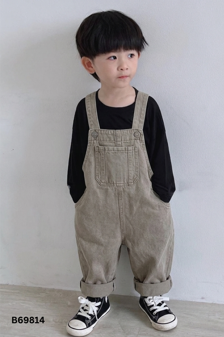 NEWTAG Yếm quần jeans xanh rêu kid