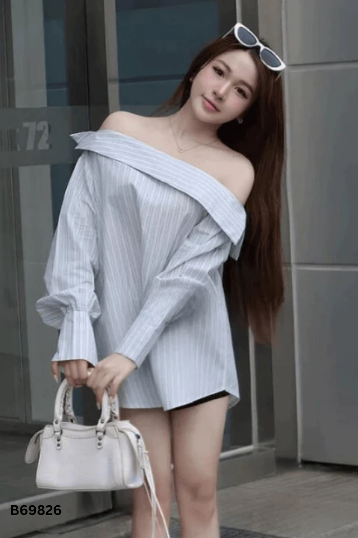 Áo GS goodstar xanh sọc be