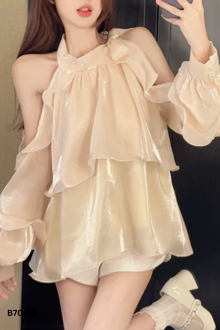 Áo organza be hở vai